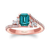 1 Carat Emerald Cut Blue And White Diamond Ring