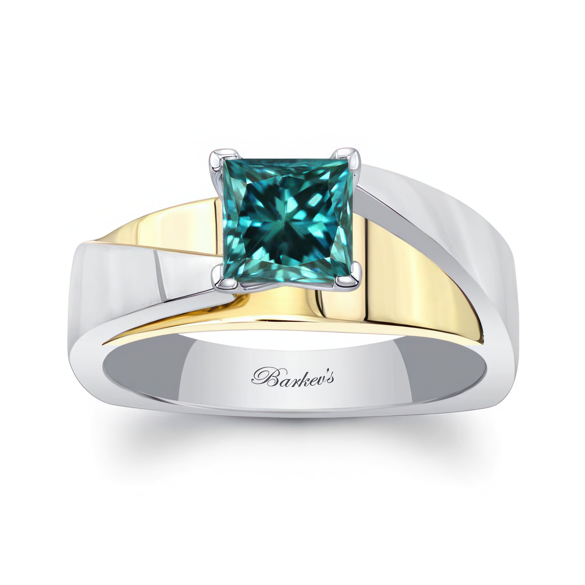Princess Cut Blue Diamond Cathedral Solitaire Ring