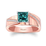 Princess Cut Blue Diamond Pave Engagement Ring