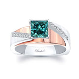 Princess Cut Blue Diamond Pave Engagement Ring