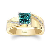 Princess Cut Blue Diamond Pave Engagement Ring