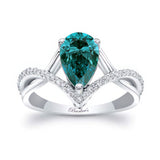 Unique Pear Shaped Blue And White Diamond Ring