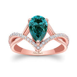 Unique Pear Shaped Blue And White Diamond Ring