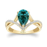 Unique Pear Shaped Blue And White Diamond Ring