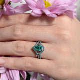 Unique Pear Shaped Blue Diamond Wedding Set