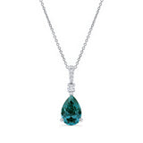 Pear Shape Blue Diamond Necklace