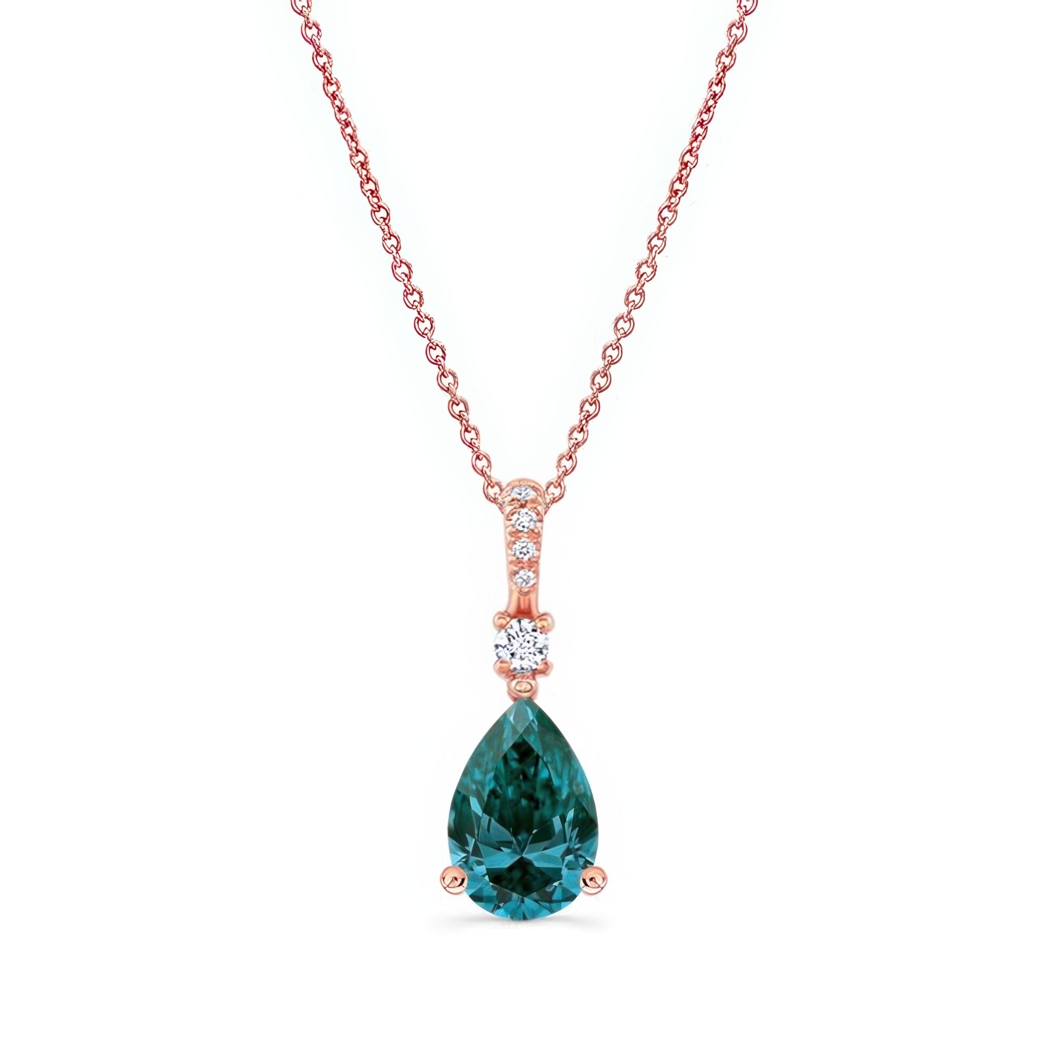 Pear Shape Blue Diamond Necklace