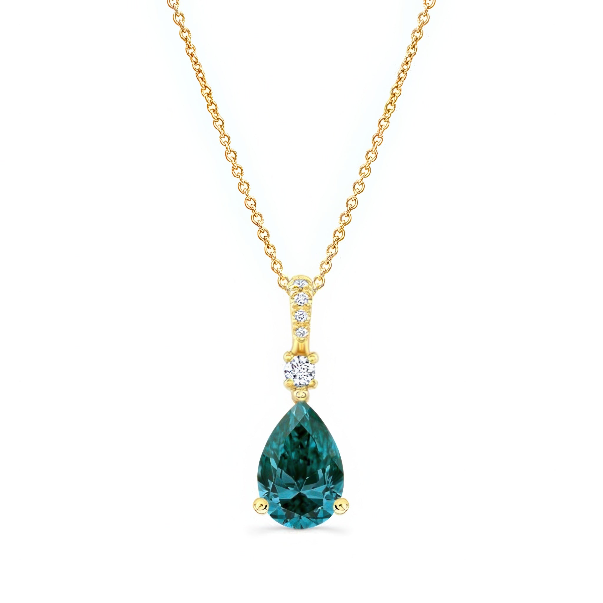 Pear Shape Blue Diamond Necklace