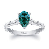 Art Deco Pear Shaped Blue And White Diamond Ring
