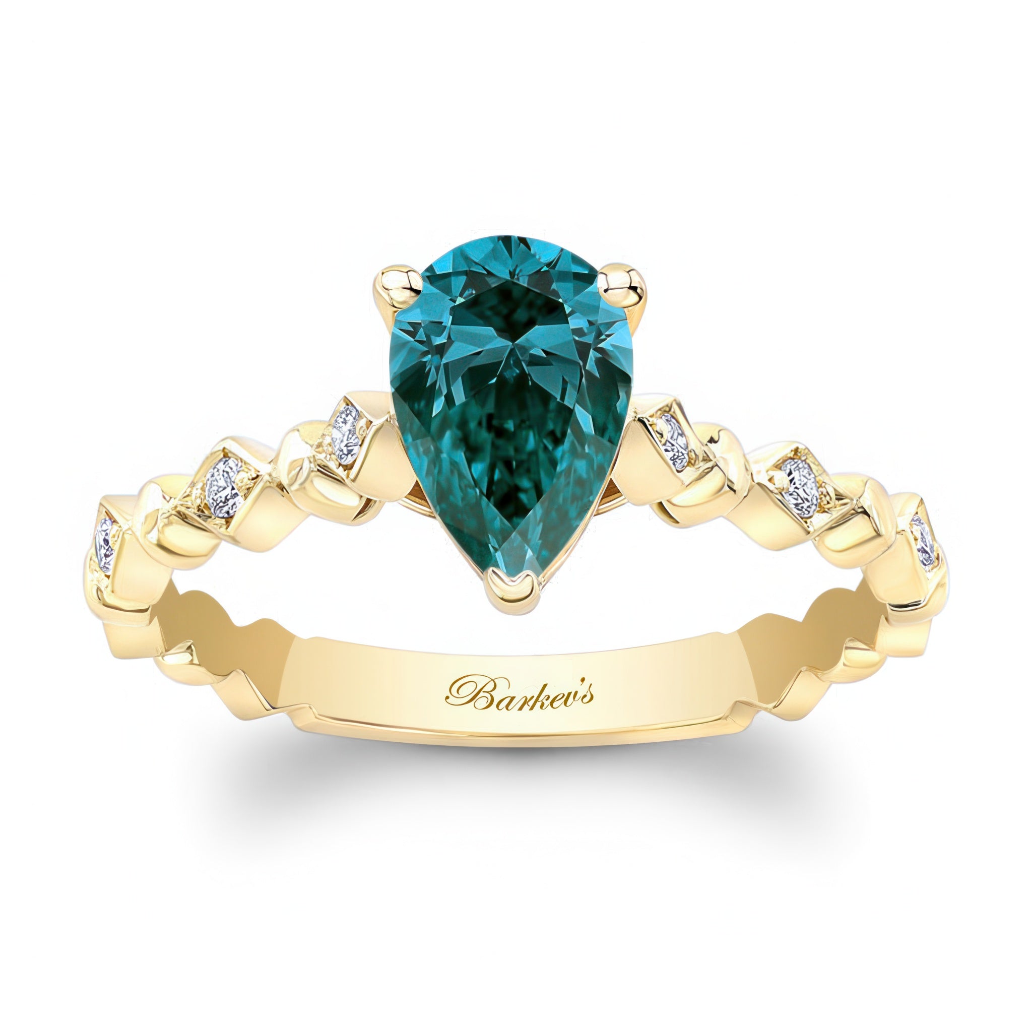 Art Deco Pear Shaped Blue And White Diamond Ring