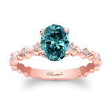 Art Deco Oval Blue And White Diamond Engagement Ring