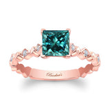 Art Deco Princess Blue Diamond Ring