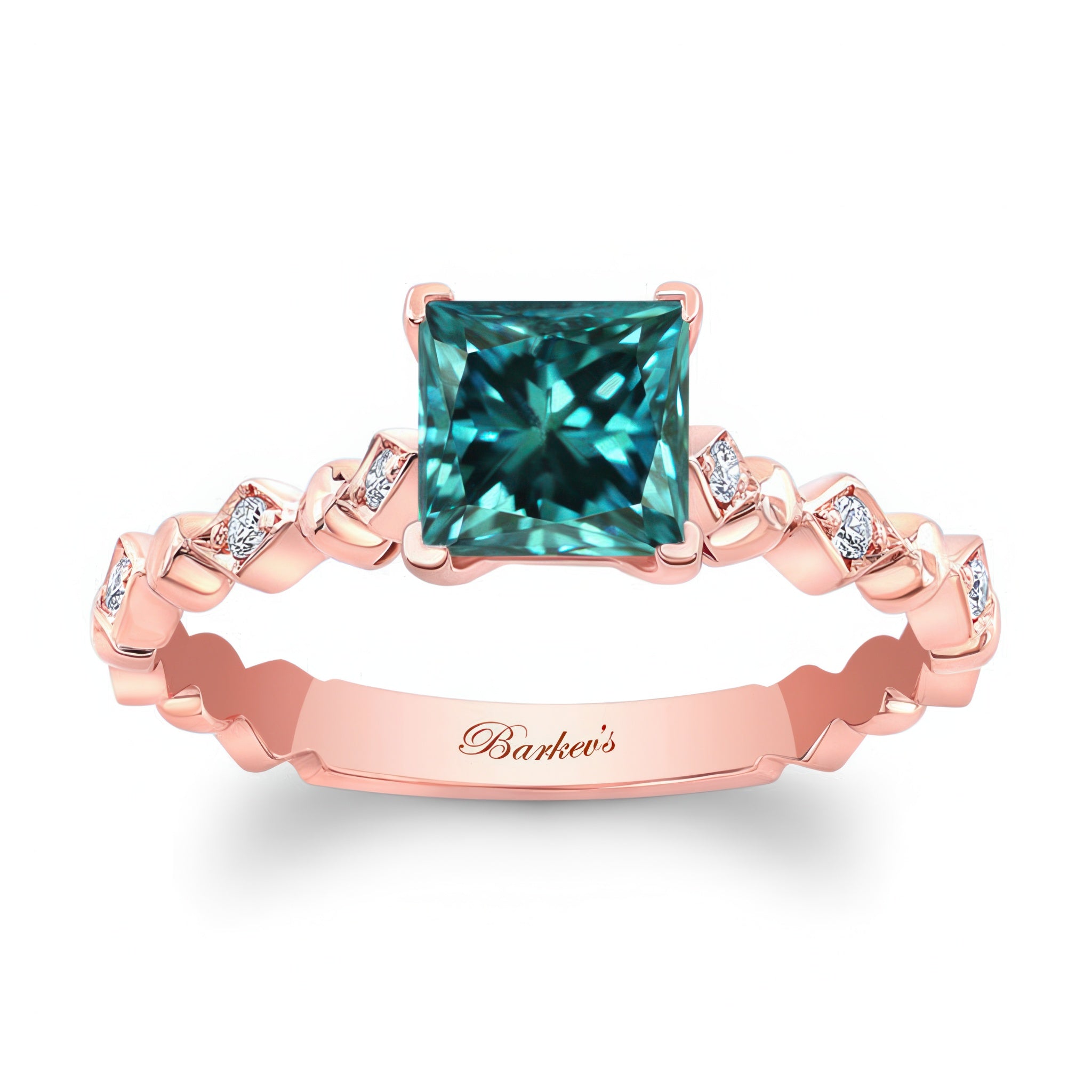 Art Deco Princess Blue Diamond Ring