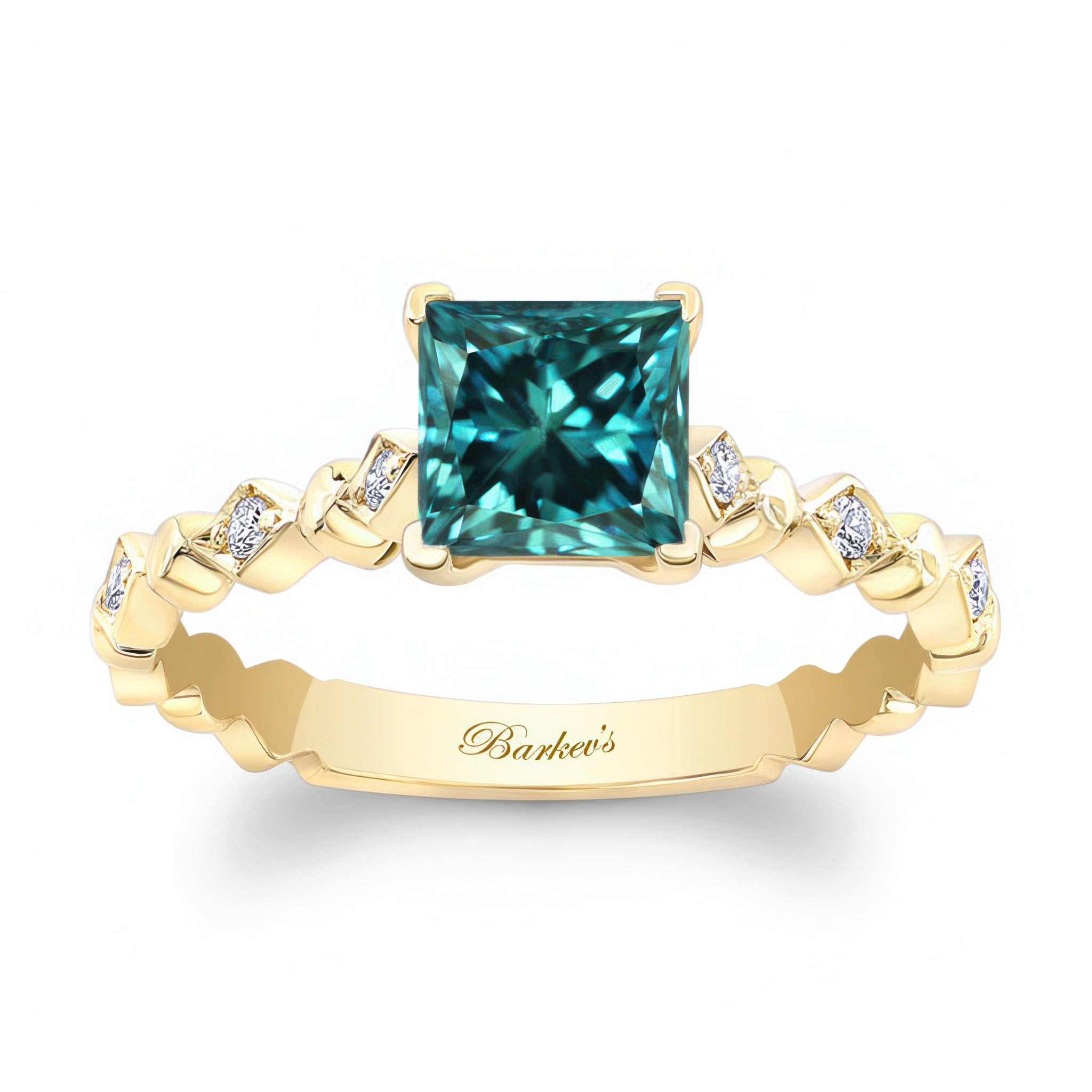 Art Deco Princess Blue Diamond Ring