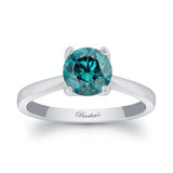 Delicate Curved Blue Diamond Solitaire Ring