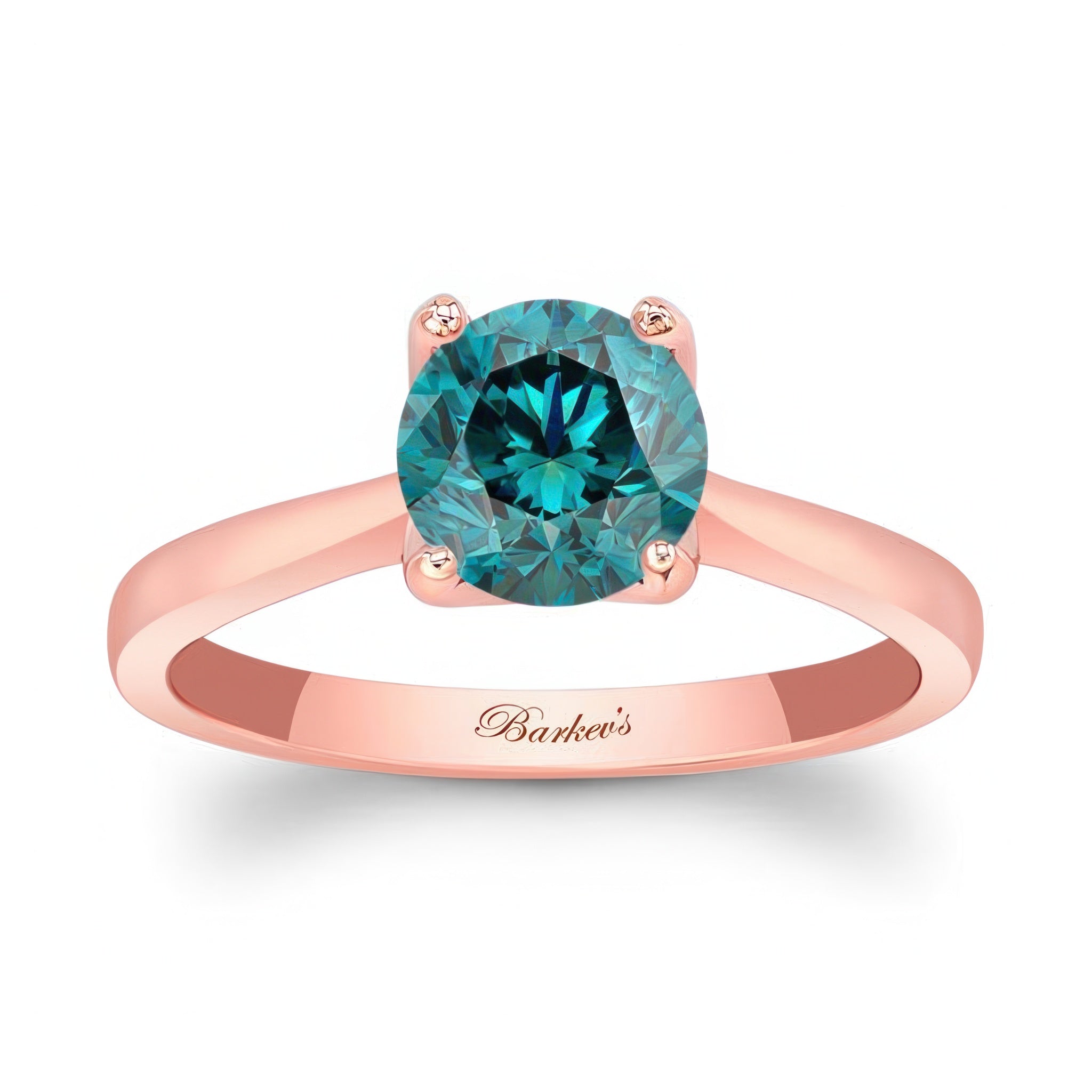 Delicate Curved Blue Diamond Solitaire Ring