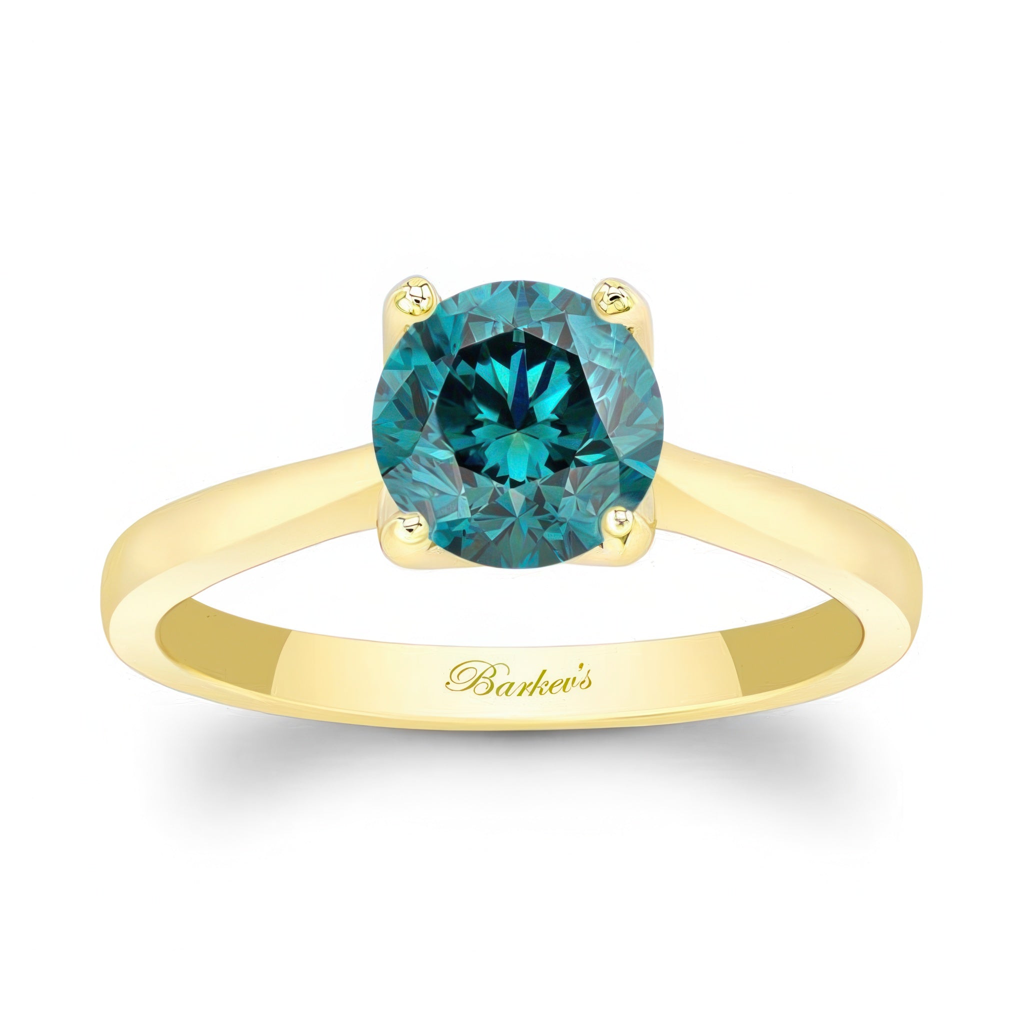 Delicate Curved Blue Diamond Solitaire Ring