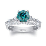 Vintage Style Blue And White Diamond Wedding Ring Set