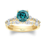 Vintage Style Blue And White Diamond Wedding Ring Set