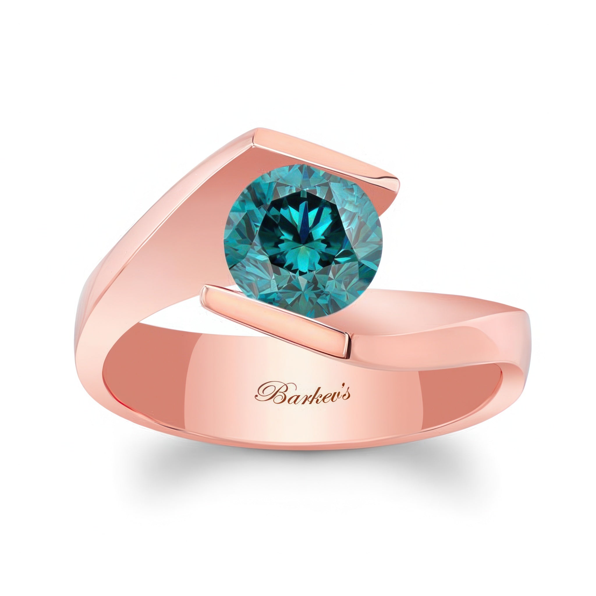 Tension Solitaire Blue Diamond Ring