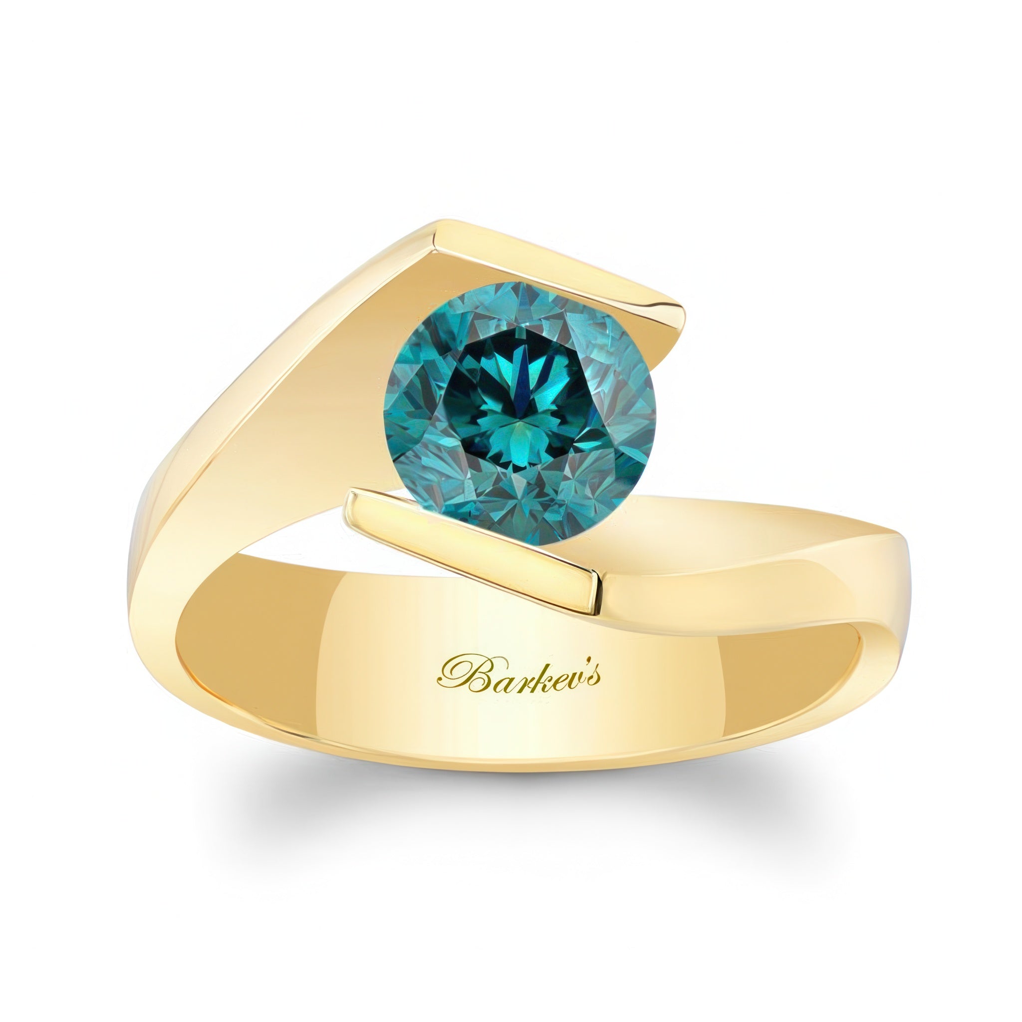Tension Solitaire Blue Diamond Ring