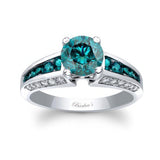 Lab Diamond Channel Set Ring With Blue Diamonds