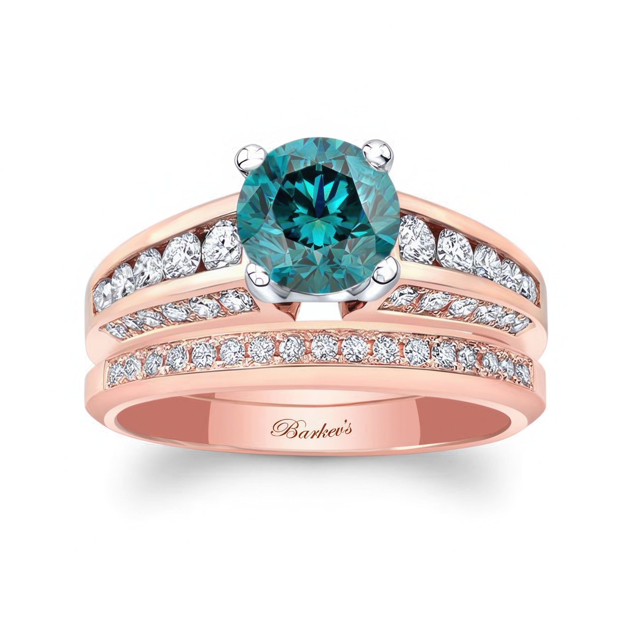 Blue And White Diamond Channel Set Wedding Ring Set