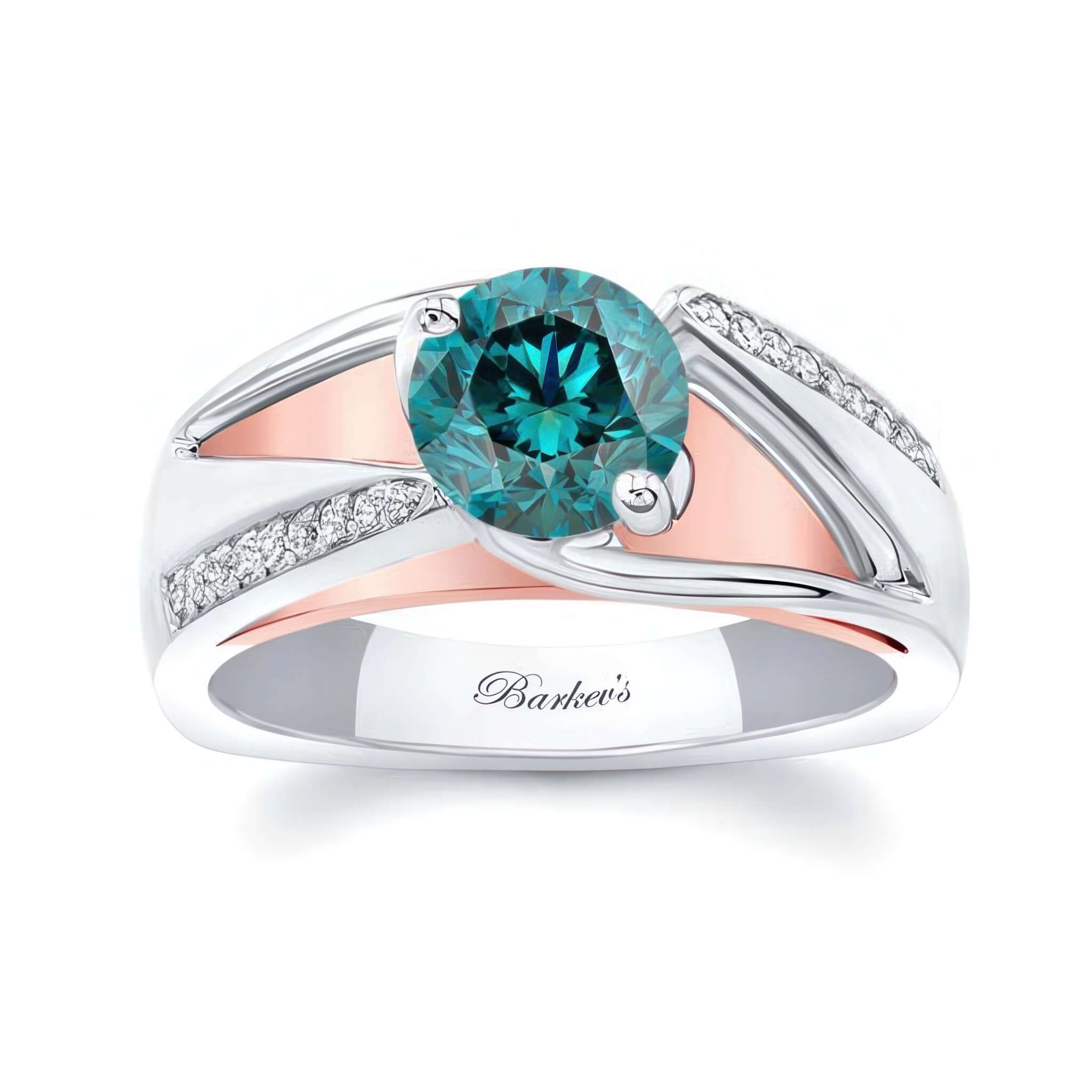 Pave Blue And White Diamond Ring