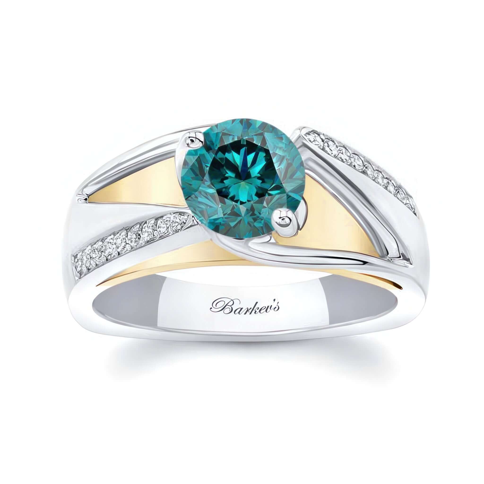 Pave Blue And White Diamond Ring