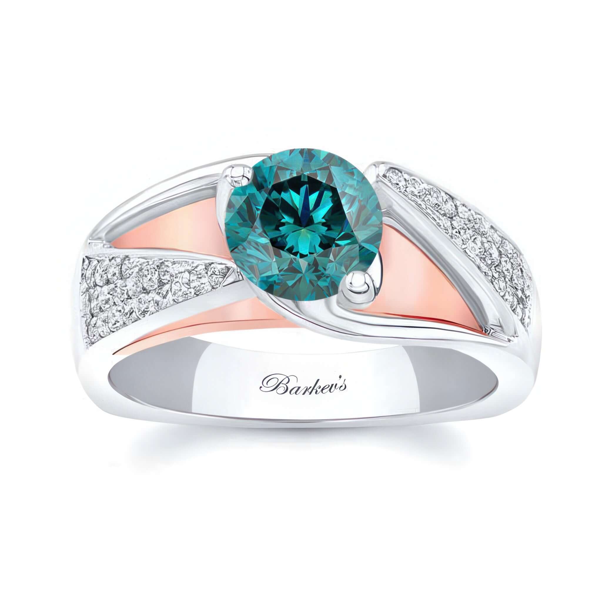 3 Row Blue And White Diamond Ring