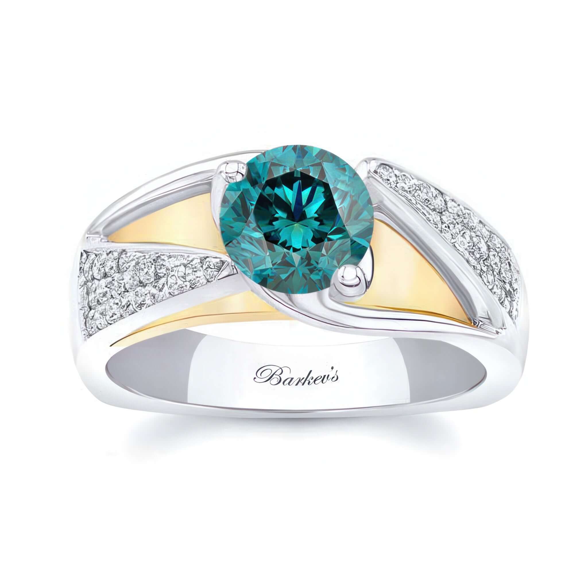 3 Row Blue And White Diamond Ring