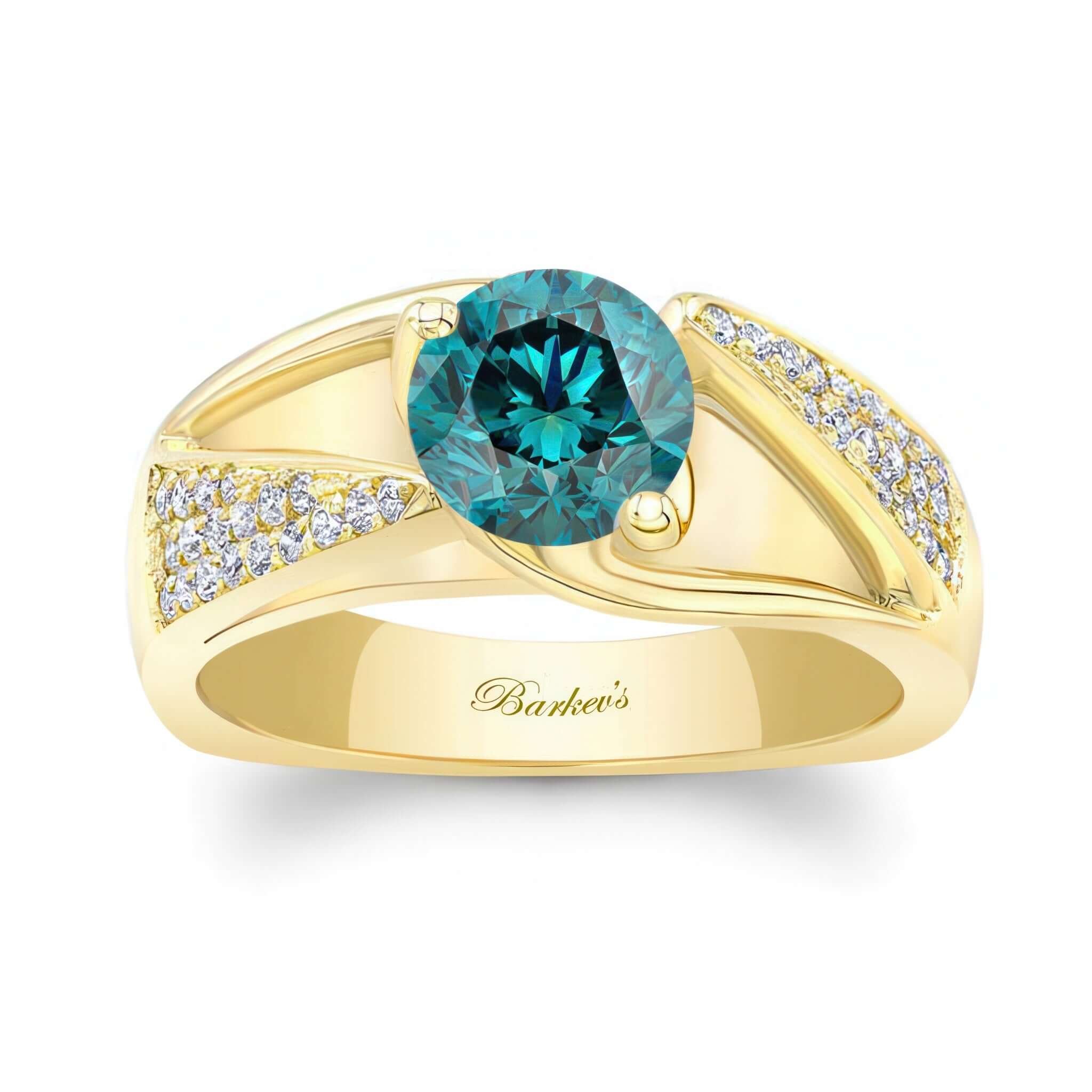 3 Row Blue And White Diamond Ring