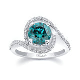 Floating Halo Blue And White Diamond Engagement Ring