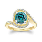 Floating Halo Blue And White Diamond Engagement Ring