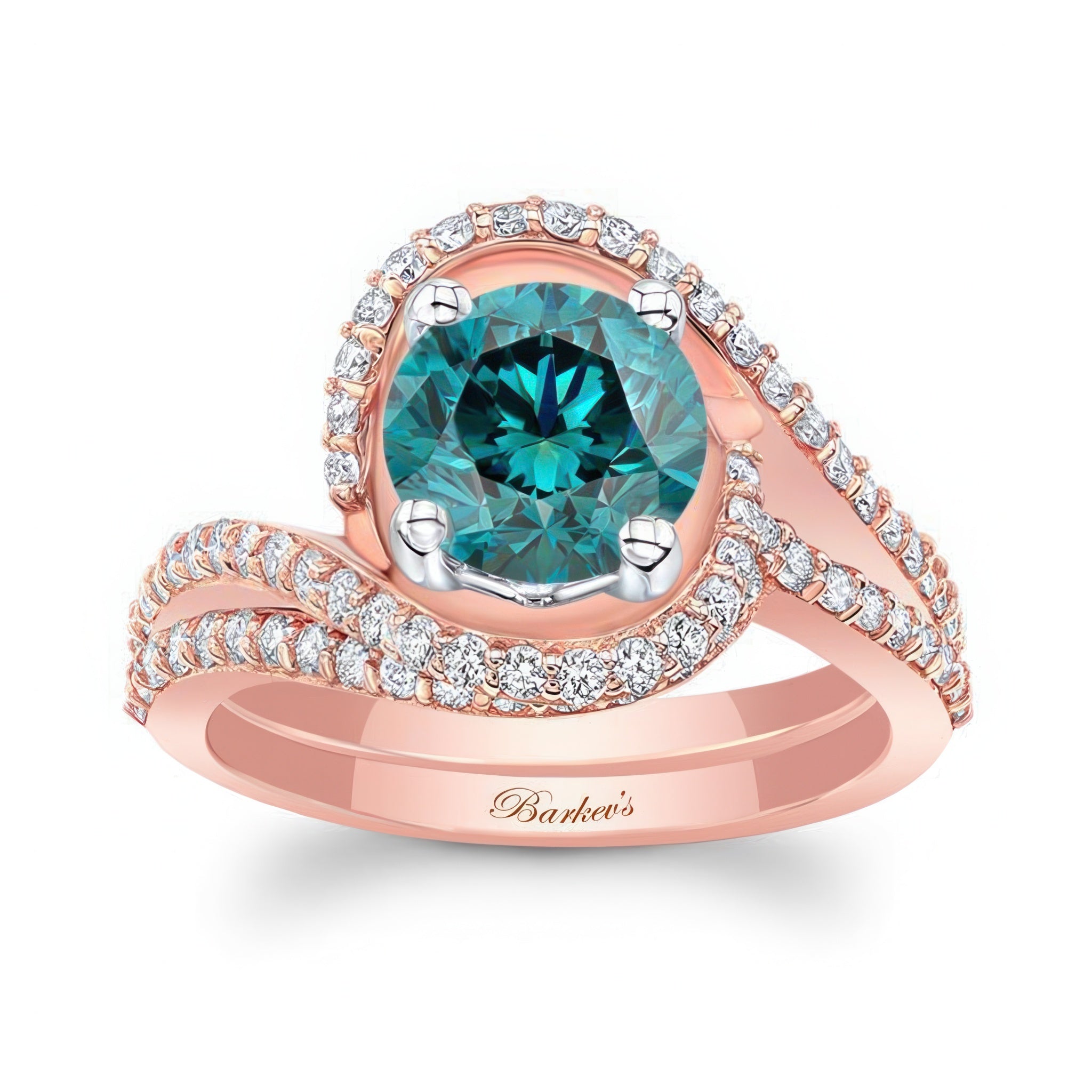 Floating Halo Blue And White Diamond Bridal Set
