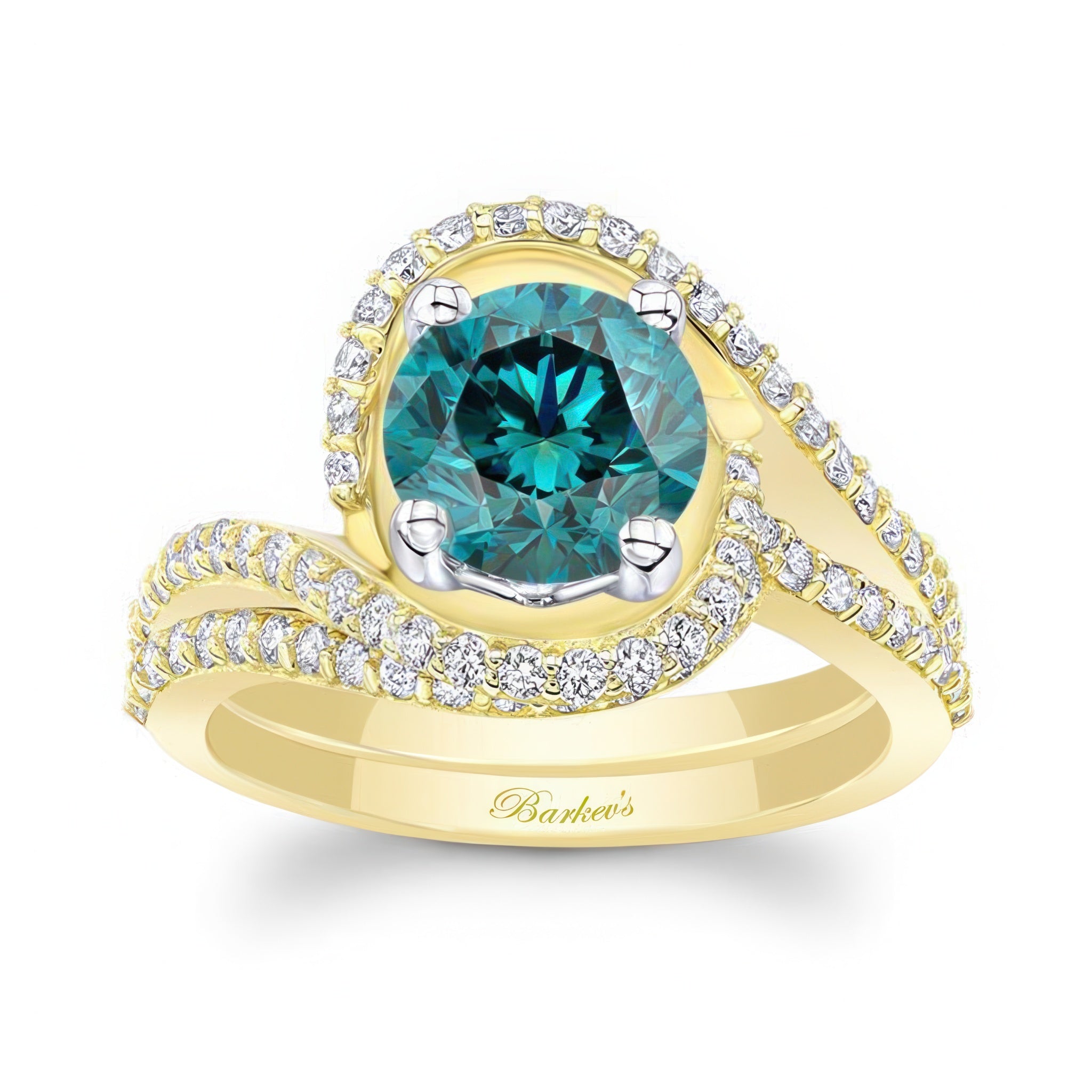 Floating Halo Blue And White Diamond Bridal Set