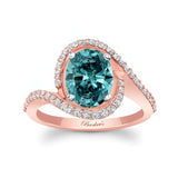 2 Carat Oval Blue And White Diamond Ring