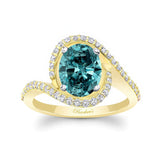 2 Carat Oval Blue And White Diamond Ring