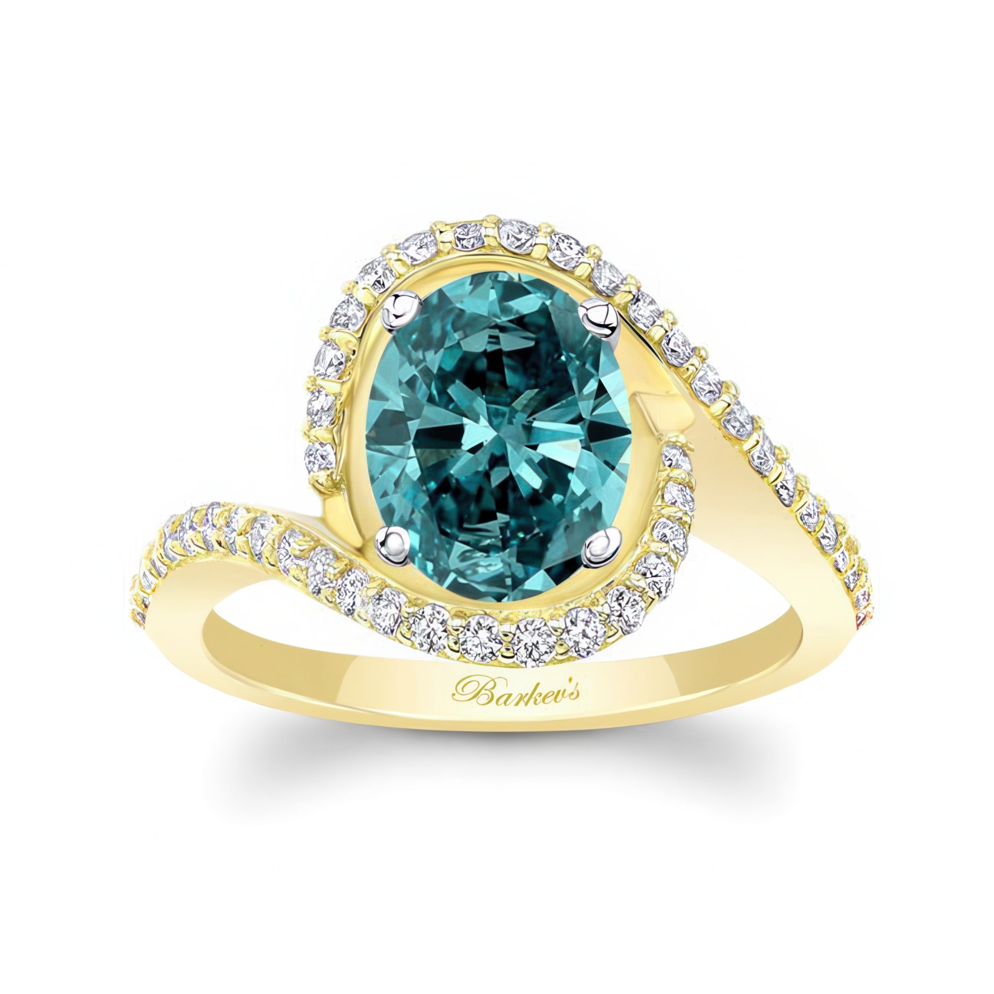 2 Carat Oval Blue And White Diamond Ring