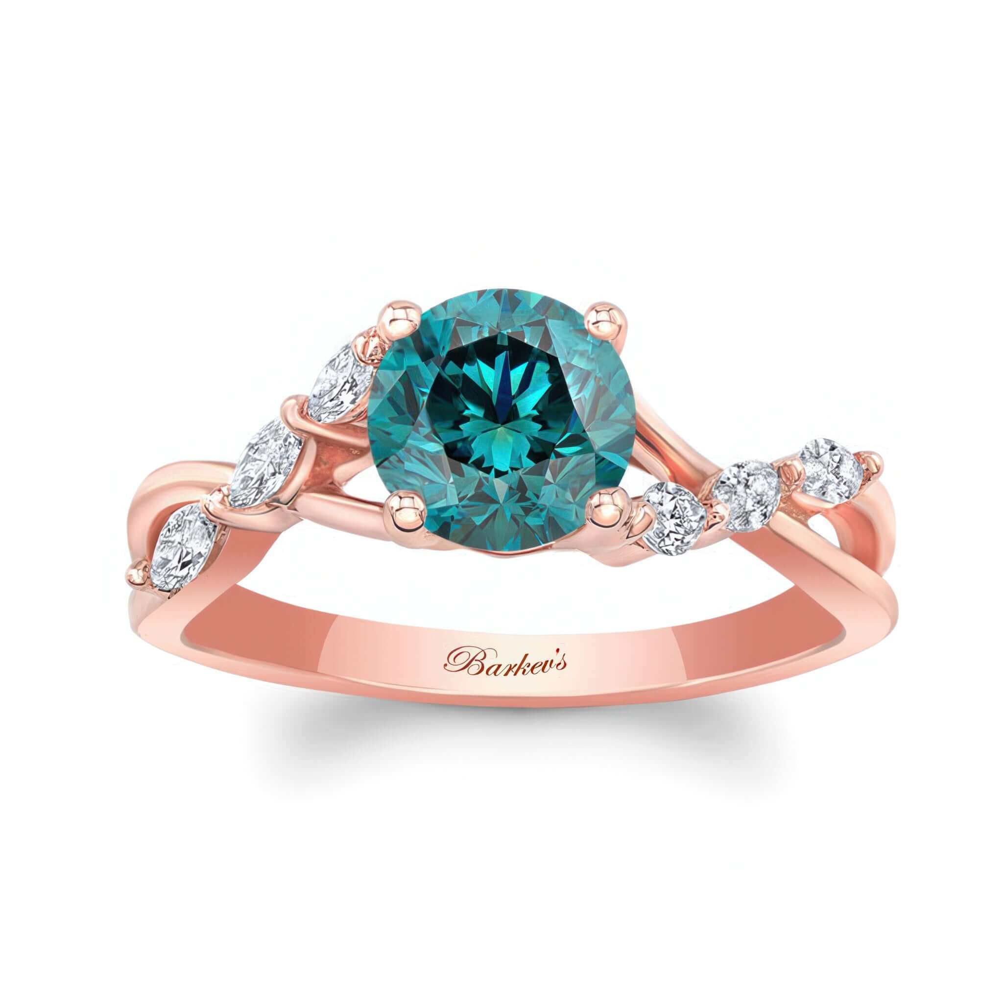 Blue And White Diamond Marquise Accent Ring