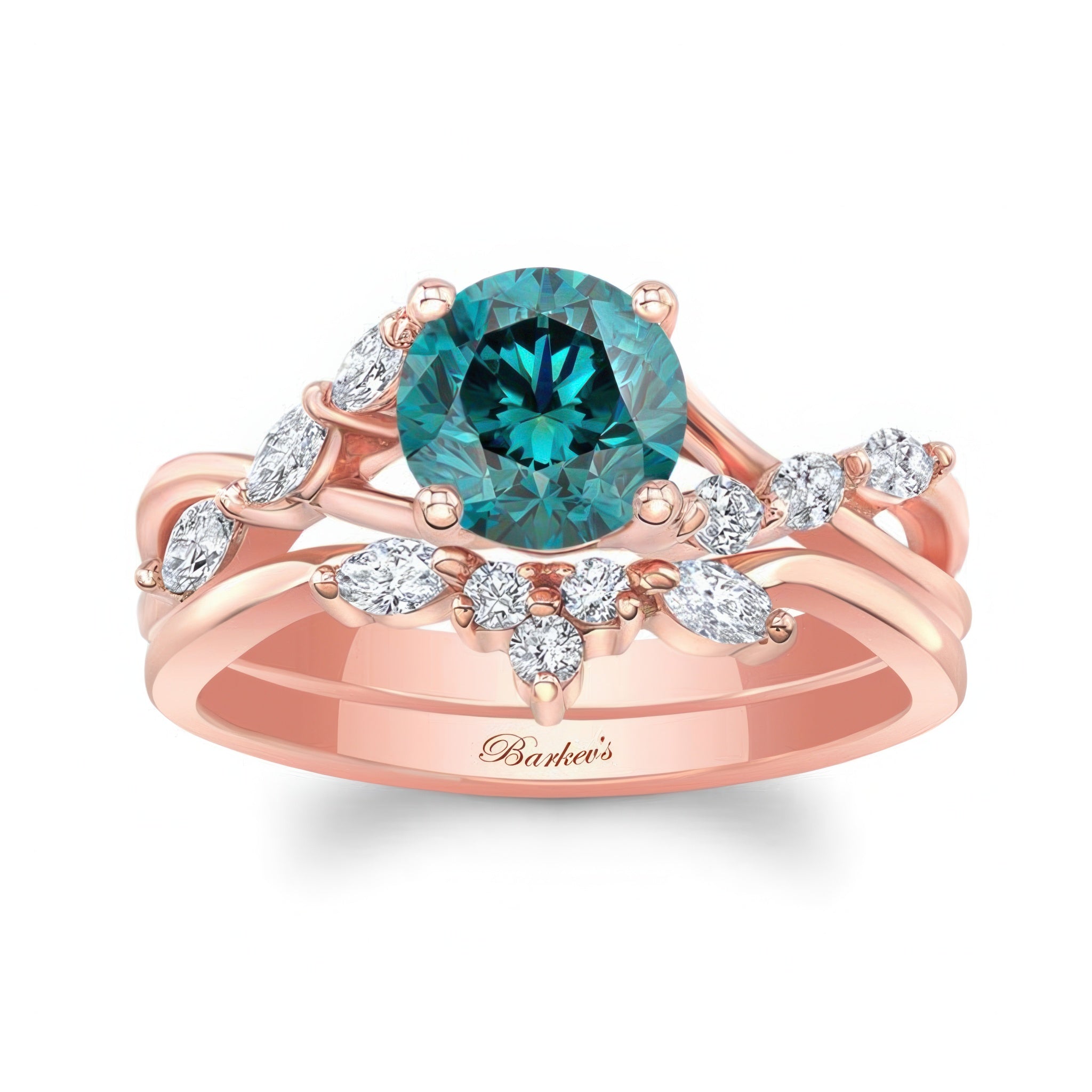 Blue And White Diamond Marquise Accent Wedding Set