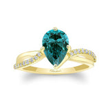 Pear Shaped Blue And White Diamond Ring With Twisted Band