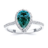 Eva 2 Carat Pear Shaped Blue And White Diamond Halo Ring