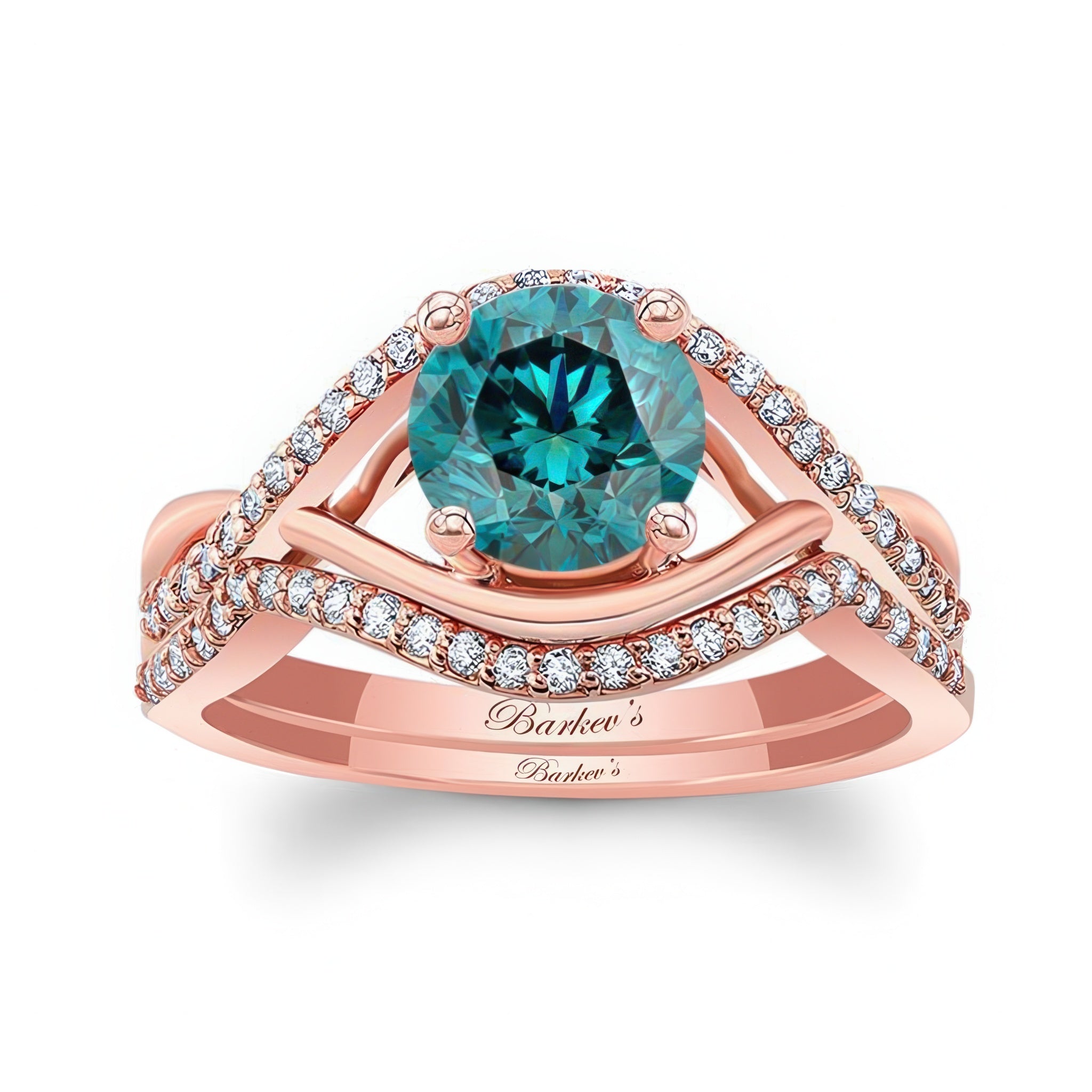 Blue And White Diamond Criss Cross Ring Set