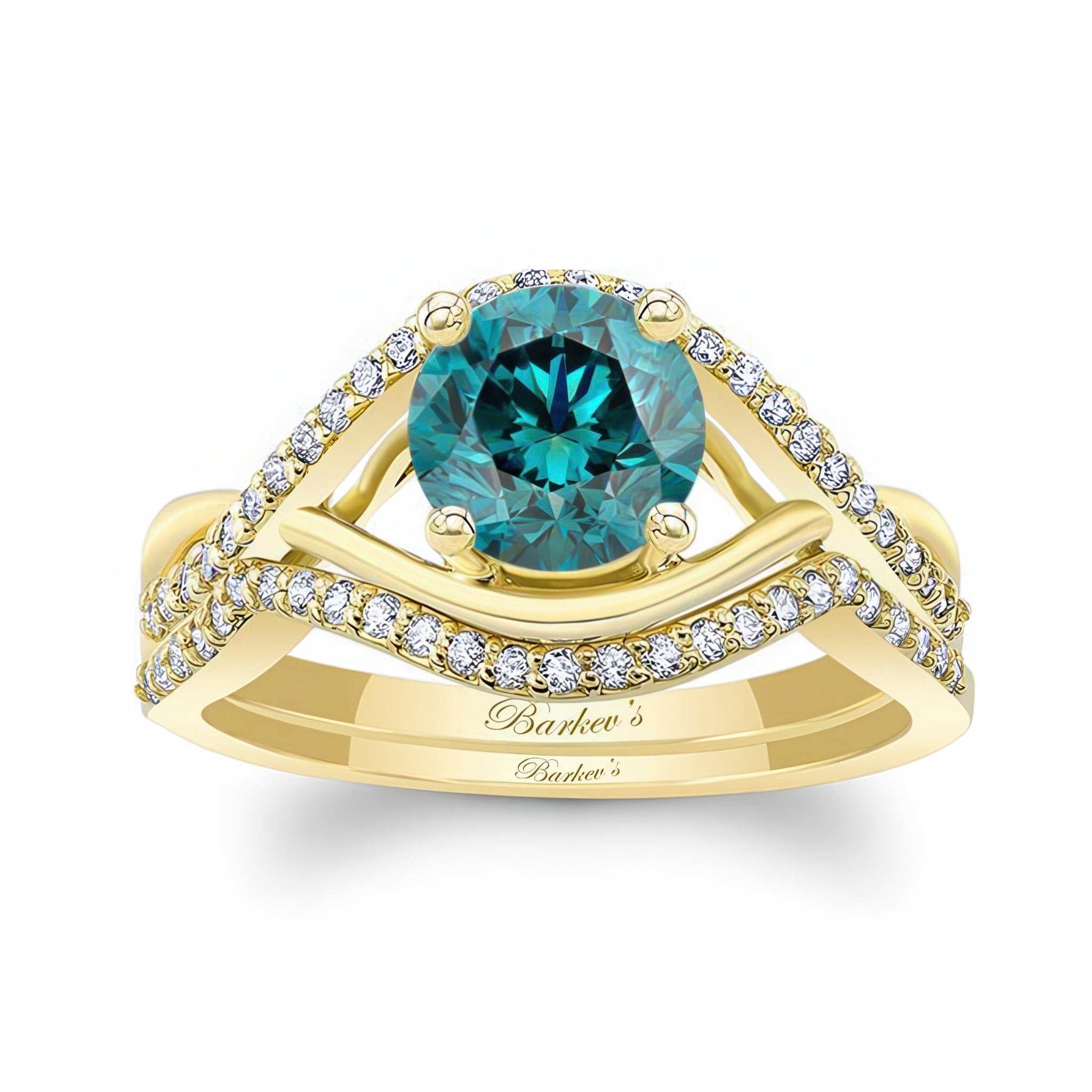 Blue And White Diamond Criss Cross Ring Set