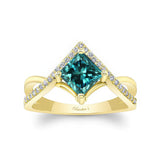 Unique Princess Cut Blue And White Diamond Engagement Ring
