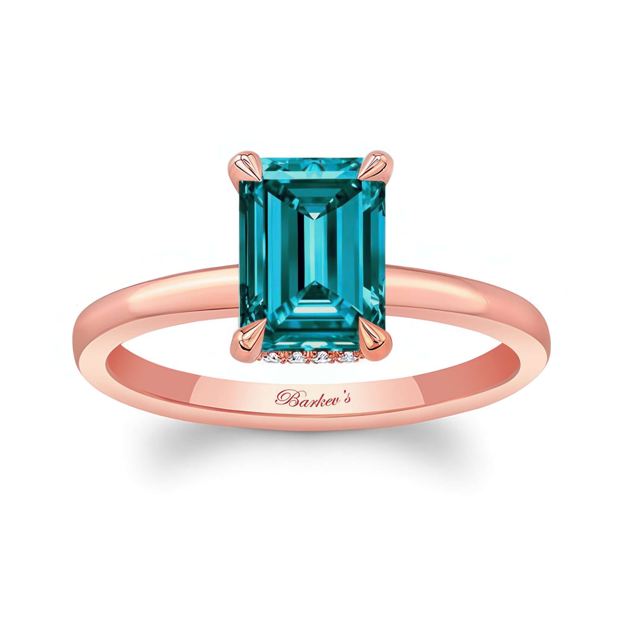 Emerald Cut Blue And White Diamond Engagement Ring