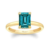 Lia Emerald Cut Blue And White Diamond Engagement Ring