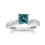 Princess Cut Blue And White Diamond Ring