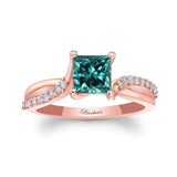 Princess Cut Blue And White Diamond Ring